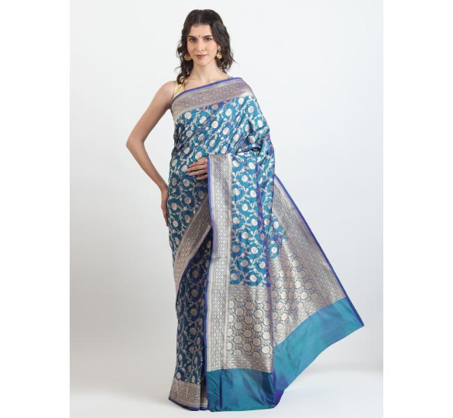 The Weavers Shop By Raavi Pure Banarsi Silk Saree With Unstitched Blouse